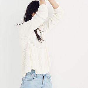 Madewell Swingy Ribbed Pullover White Sweater in Small